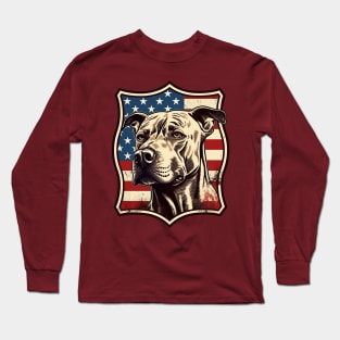 Pitbull on a vintage distressed American flag coat of arms Long Sleeve T-Shirt